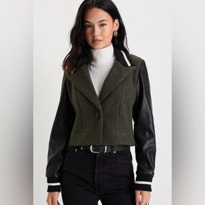 7 For All Mankind Mixed Media Bomber Jacket Size XS